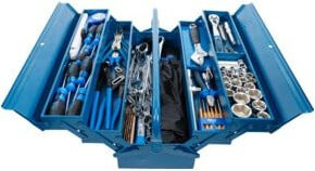 BGS Metall-Werkzeugkasten mit 137-teiligem Werkzeug-Sortiment in Blau und Stahl - Bild 1