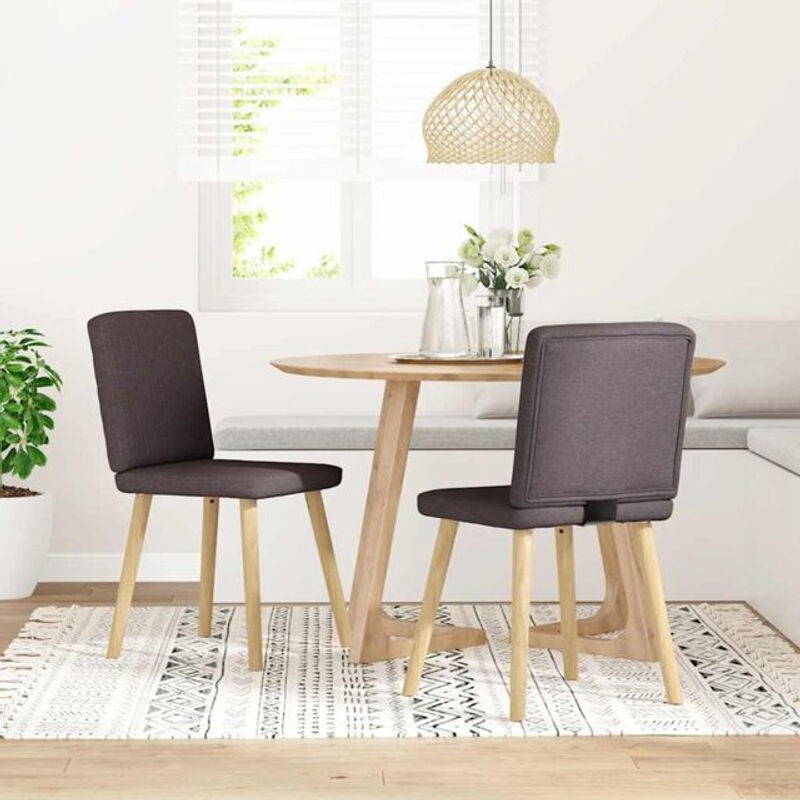 Set aus 2 modernen Polsterstühlen von vidaxl in Braun mit Stoffbezug und Holzbeinen - Bild 1