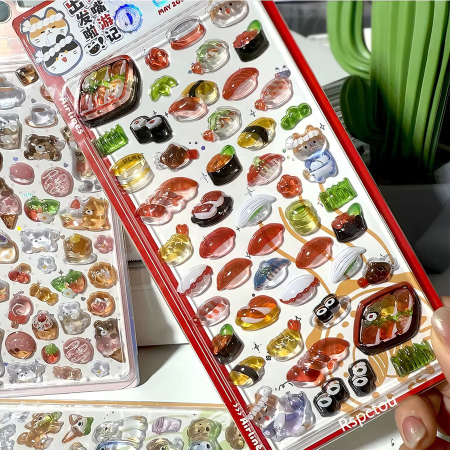 Rspctou Kawaii 3D Relief-Aufkleber im japanischen Stil mit Sushi-Motiven für Laptop, Handyhülle und Tagebuch, Multicolor - Bild 2