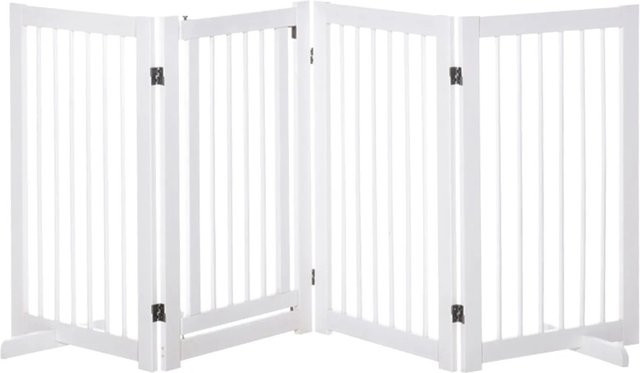 PawHut 4-teiliges Hundegitter aus Kiefernholz, freistehend, weiss oder braun, B/T/H: 36 x 220 x 91 cm - Bild 1