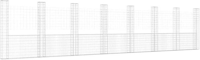 vidaXL Gabionenkorb U-Form aus Eisen in Silber mit 8 Säulen, B/T/H: 860 x 20 x 200 cm - Bild 1