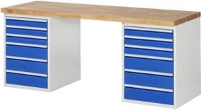 Rau Werkbank 7515A3 in Weiß mit 12 Schubladen, B: 200 cm, T: 70 cm, H: 84 cm - Bild 1