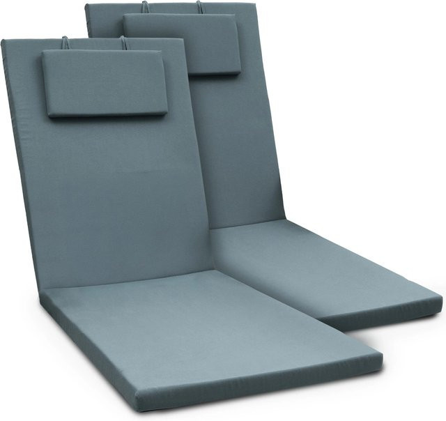 Beautissu 2er Set Gartenliege Auflage Loft in Taubenblau, B/T/H: 200 x 60 x 5 cm - Bild 1
