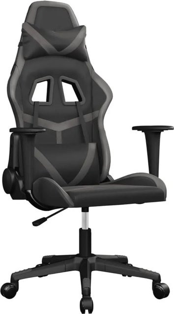 vidaXL Gaming-Stuhl mit Massagefunktion in Schwarz und Grau aus Kunstleder - Bild 1