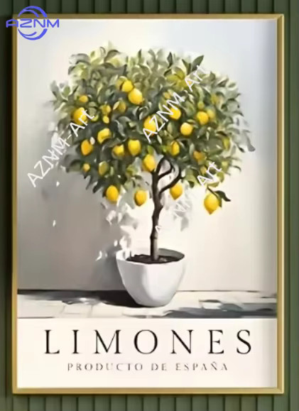 Potdemiel Leinwanddruck Mediterraner Olivenbaum und Zitronenbaum Wandkunst Poster in Mehrfarbig - Bild 2