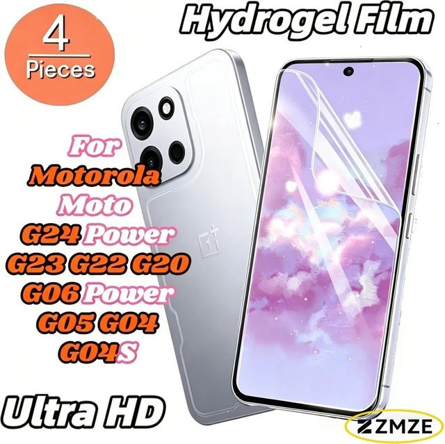 4 Stück Hydrogel Displayschutzfolien für Motorola Moto G04 G04S G05 G22 G20 G23 G24 G06 Power Ultra Clear Transparent - Bild 1
