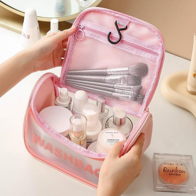 NATAWA Kosmetiktasche PVC, dreiteilig, rosa, Damen - Bild 1