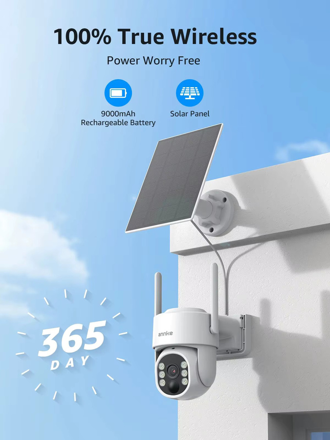 Annke Solar Wireless Security Camera Set mit 4MP Auflösung, 4 Kameras, 7 Zoll Monitor und NVR, Farbe Weiß - Bild 4