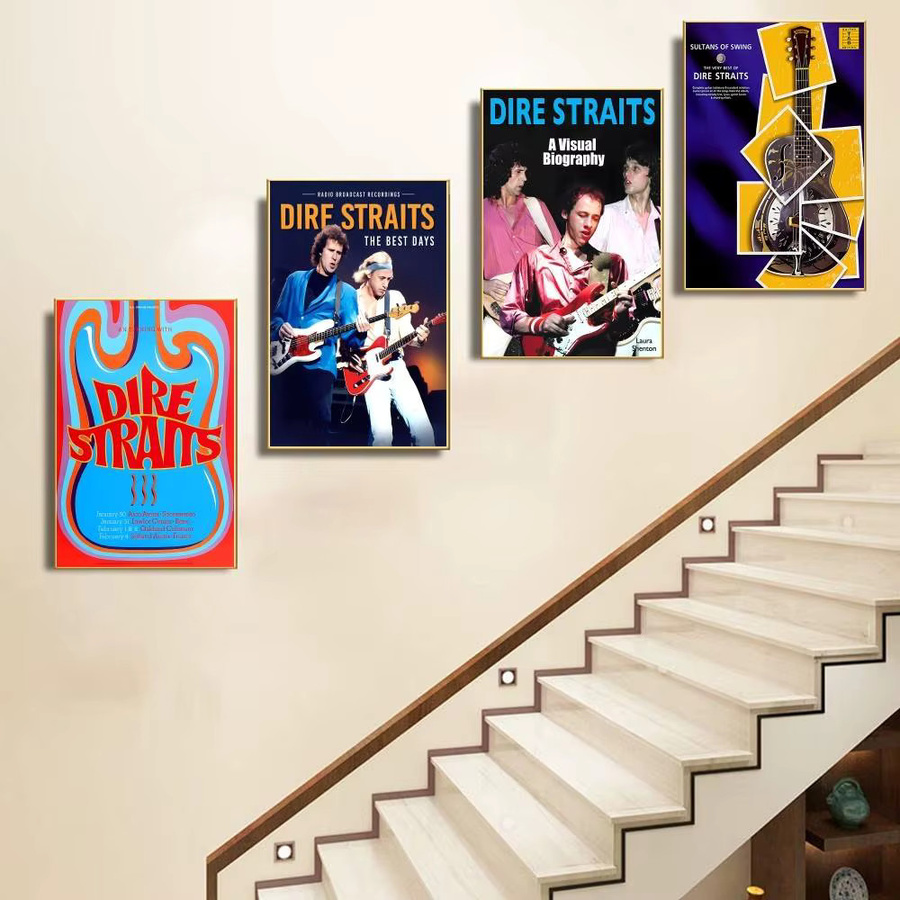 D-Dire S-Straits Singer Band Poster Wasserdichter Wandkunstaufkleber im Retro-Stil, Mehrfarbig, Rechteckig - Bild 6