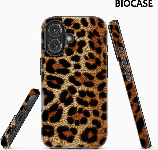 Handyhülle mit Leopardenmuster für iPhone 12 bis iPhone 17 Pro Max Plus in Multicolour mit doppelschichtiger Rückseite - Bild 1