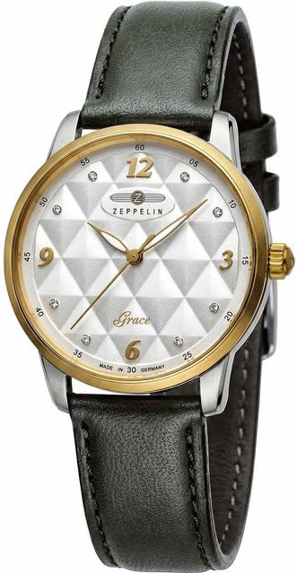 Zeppelin Armbanduhr, Quarz, Edelstahl, Leder, Silber, 36 mm, Damen - Bild 1