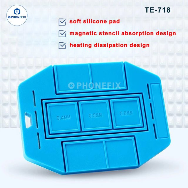 Phonefix BGA Silikon Magnet Pad Blau – Universelle BGA Schablone zur Isolierung und zum Zinn-Platziere für CPU IC Chip Löten und BGA Reballing - Bild 1