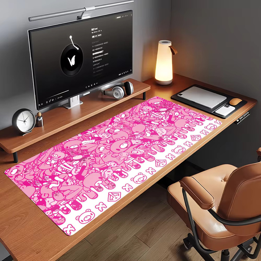 Cartoon G-Gloomy B-Bear-S Mauspad in Pink, rutschfeste Gamer-Computermatte für Schreibtisch und Laptop - Bild 2
