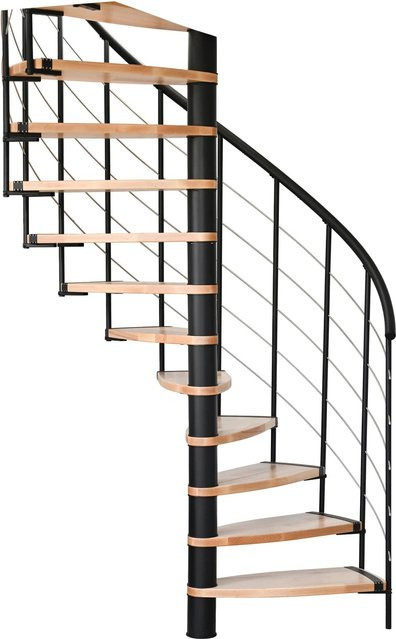 Minka Spindeltreppe Helios Buche Schwarz für eine Raumhöhe bis 305 cm - Bild 1