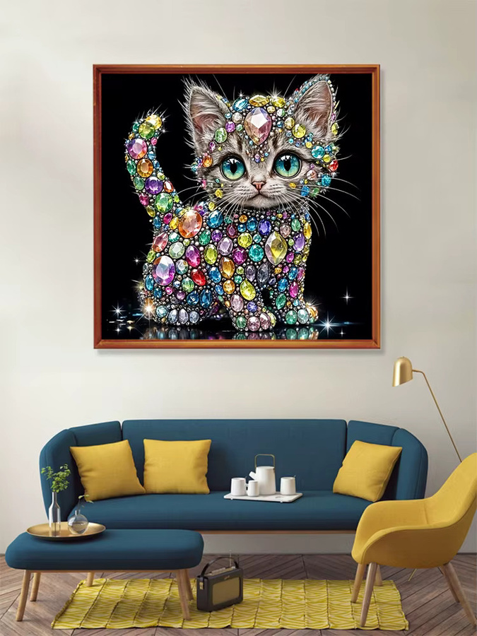 EverShine 5D-Diamantgemälde Katze DIY-Stickerei Mosaik Bastelset für Erwachsene in Multicolour, B/B/H: 20 x 20 x 20 cm - Bild 4