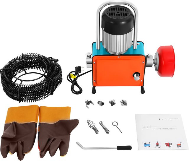 Abflussreinigungsmaschine 1000W mit 12m Reinigungsfeder und vierbeiniger Halterung in Rot - Bild 1