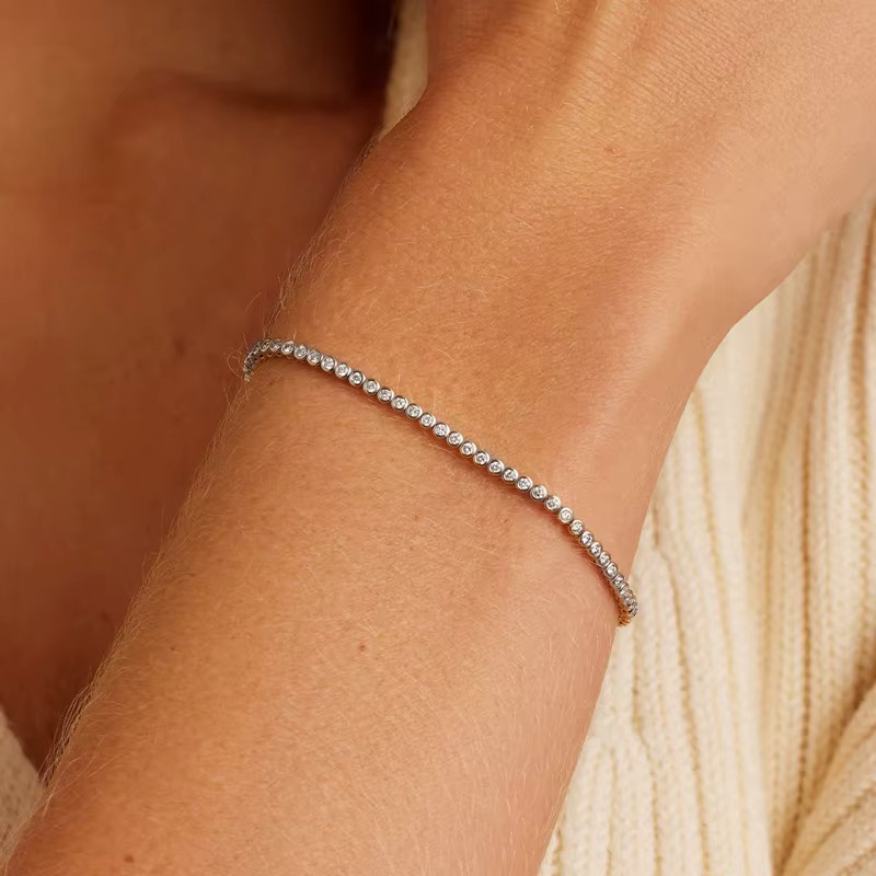 Lnngy Tennisarmband, Moissanit, 14K Gold gefüllt, Damen - Bild 2