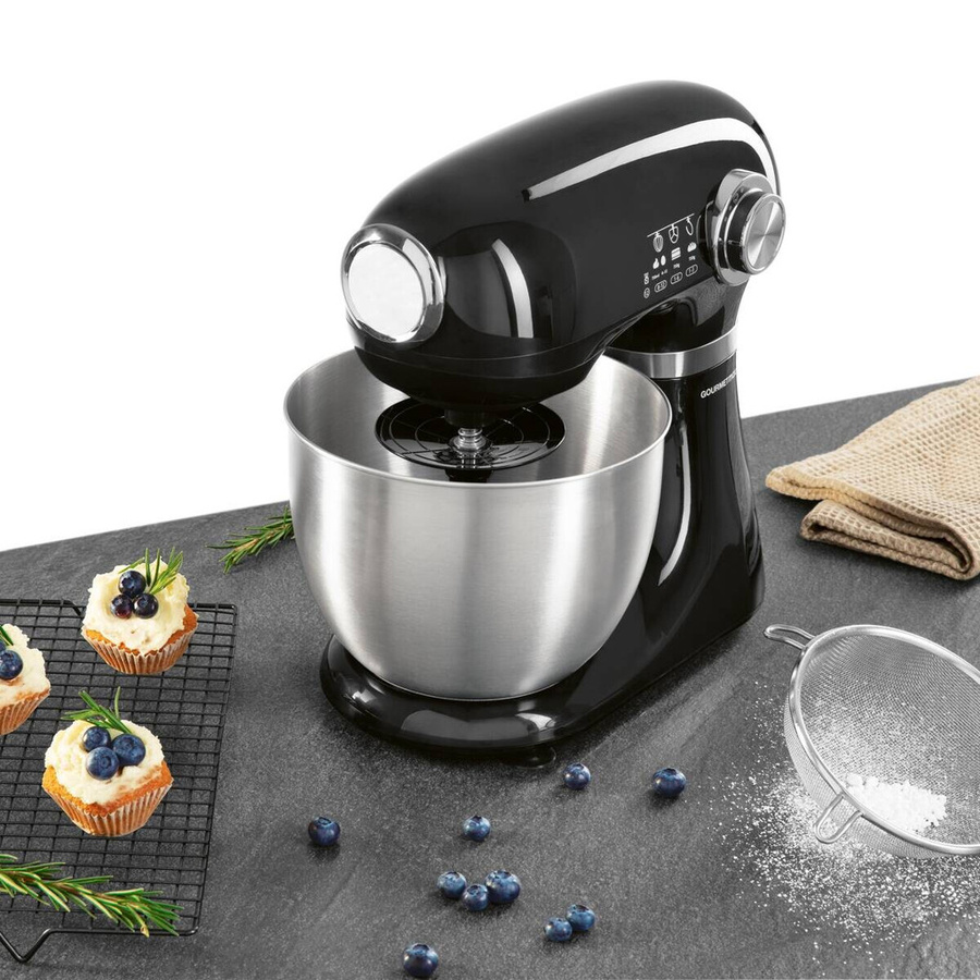 GOURMETmaxx Küchenmaschine in Schwarz mit Edelstahl-Elementen - Bild 4