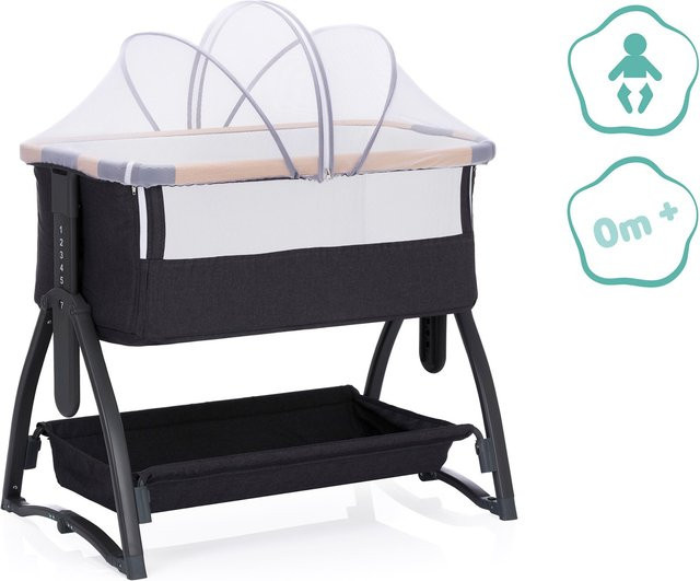 Fillikid Beistellbett Scandic in Grau mit Seitenauslass und Seitenfächern - Bild 1
