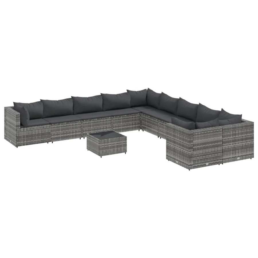 vidaXL 11-tlg Garten-Sofagarnitur aus Poly-Rattan und pulverbeschichtetem Stahl in Grau/Anthrazit Modell 96 - Bild 2