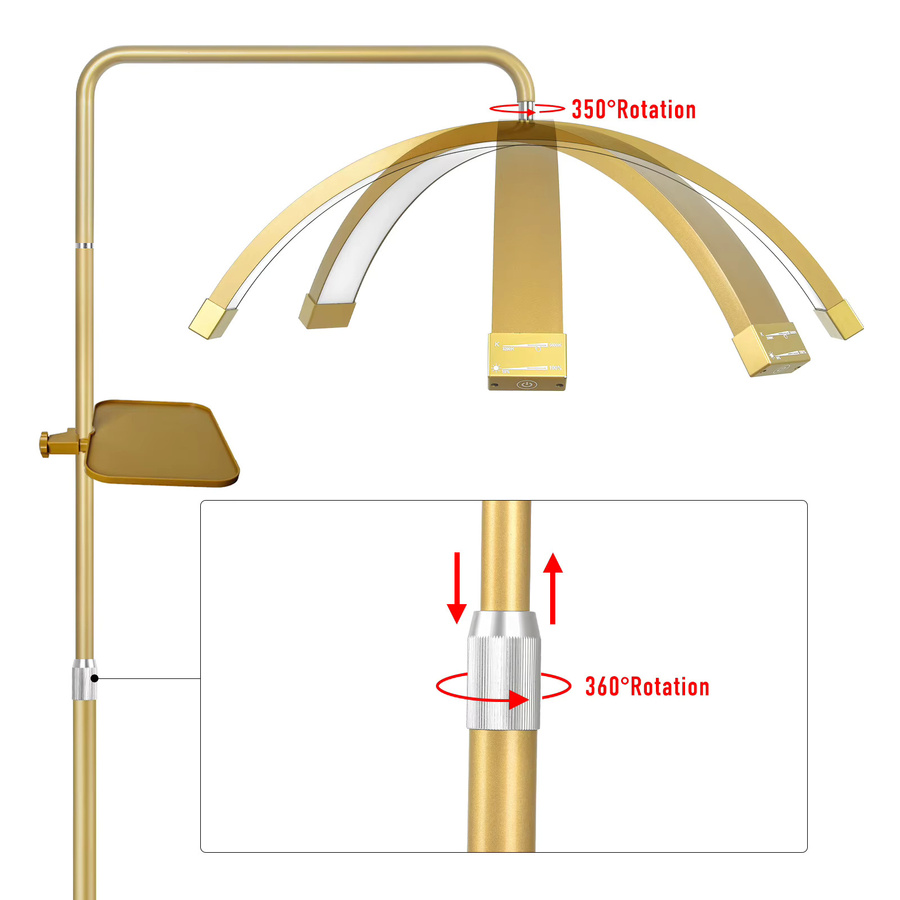 Fosoto FT-Y9 LED Halbmond Fotografie Lampe 45W mit Bodenständer in Gold/Messing - Bild 2