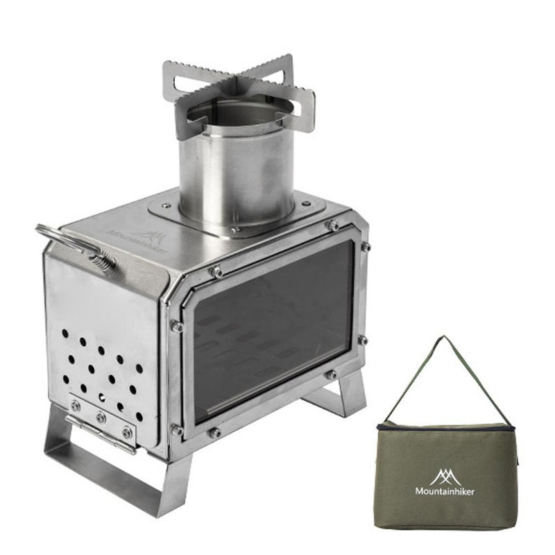 Tragbarer Outdoor Camping Ofen von aimo aus Edelstahl in Silber für Picknick und BBQ - Bild 8