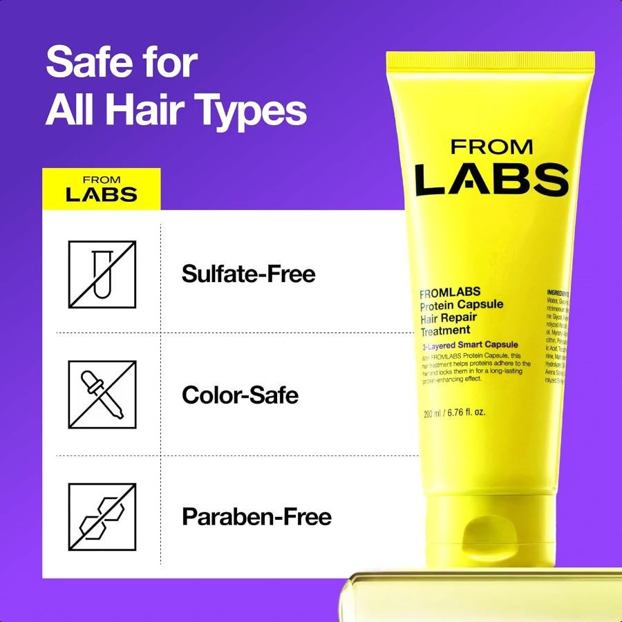 FROMLABS Protein Kapsel Keratin Haarmaske, 500 ml, für strapaziertes Haar - Bild 3