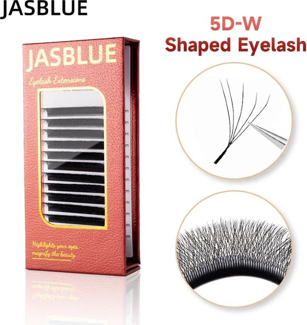 JASBLUE W-förmige Wimpern, 5D Volumenfächer, C/D-Locken, Black - Bild 1