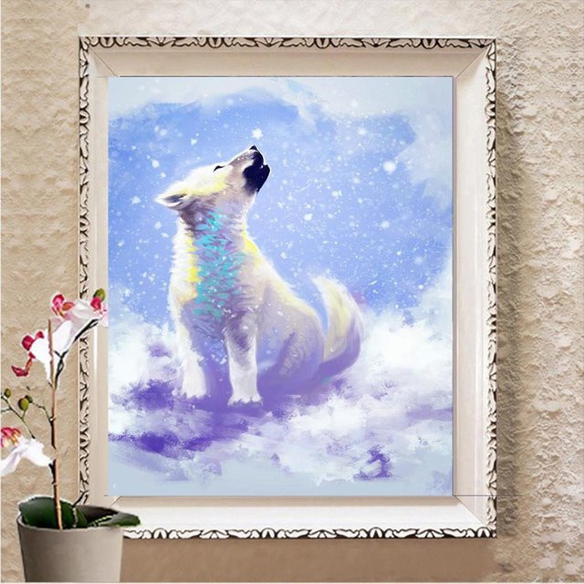 FIYO 5D DIY Diamantstickerei Mosaik Set mit abstrakter Winter Illustration in Blau, B/H: 20 x 30 cm - Bild 1