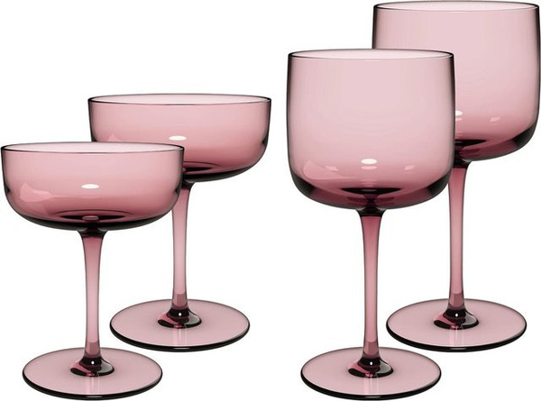 Villeroy & Boch like. Glass Wein- und Sektgläser Set 4-teilig in Pink und Purple