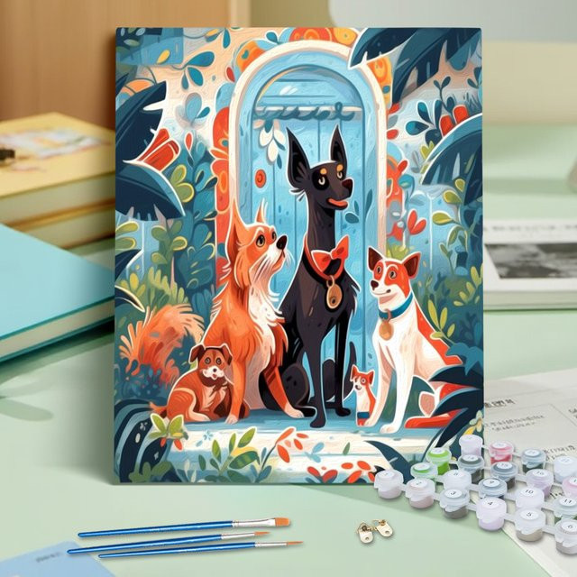 RUOPOTY Malen nach Zahlen DIY-Set mit Tier-Motiv auf Leinwand, Acryl-Farben und Markern in Mehrfarbig für Erwachsene - Bild 1