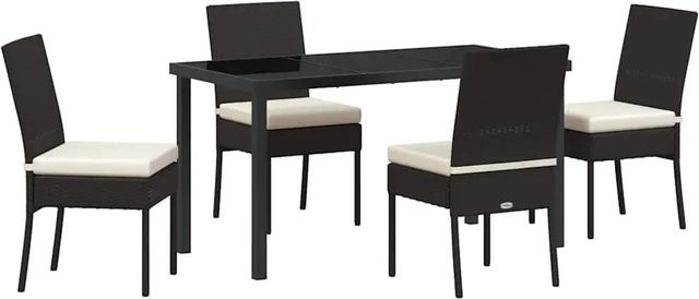 vidaXL Garten Essgruppe 5-teilig aus Poly Rattan und Glas in Schwarz - Bild 1