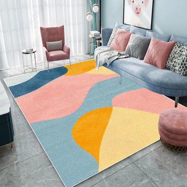 CSQ Five Geometrischer Teppich in Multicolour, Weicher Plüschteppich aus Polyester, Rutschfest und Waschbar, B/T: 160 x 200 cm - Bild 1