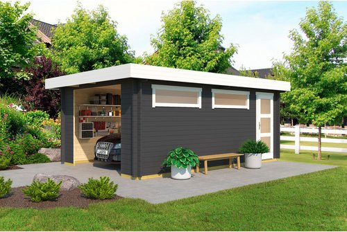 Blockgarage Lasita Maja Canberra aus Holz in Grau mit Außenmaß B: 422,7 cm x T: 600 cm - Bild 1