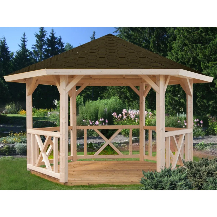 Palmako Holz-Pavillon Betty aus imprägniertem Fichtenholz in Natur, B/B/H: 337 x 337 x 240 cm (ohne Fußboden) - Bild 2