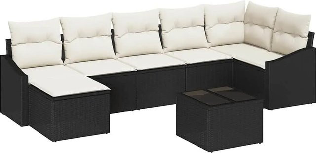 vidaXL Garten-Sofa-Set aus Poly-Rattan mit 8-teiligem Kissen-Set in Braun und Creme - Bild 1