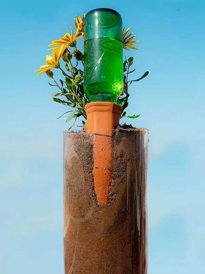 Automatische Bewässerungsvorrichtung aus rotem Ton für Topfpflanzen zur Verbindung mit Glasflaschen - Bild 6