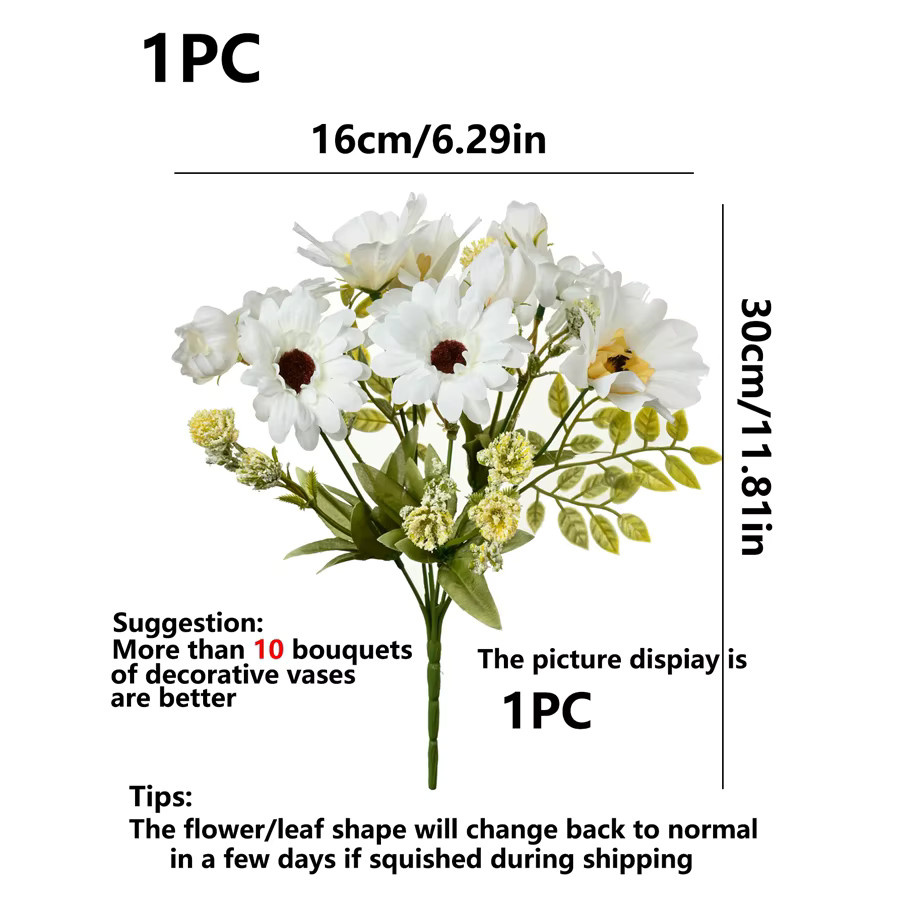 ZQCY Künstliche Blumen Kamelie und Chrysantheme in Blau und Weiß für Garten, Hochzeit und Tischdekoration - Bild 2