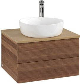 V&B Waschtischunterschrank Antao mit Frontstruktur in Eiche und Walnuss, B/T/H: 60 x 36 x 50 cm - Bild 1