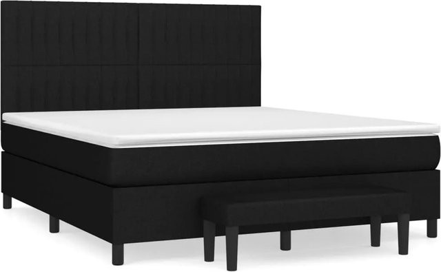 vidaXL Boxspringbett mit Matratze Hybrid-Design in Schwarz und Weiß, B/T: 180 x 200 cm - Bild 1