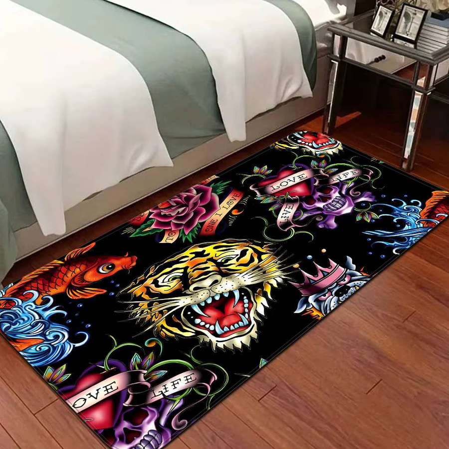 Potdemiel Teppich im nordischen Stil mit Tiger-Motiv, Multicolor, ideal als Fußmatte für Badezimmer, Toilette oder Schlafzimmer - Bild 3