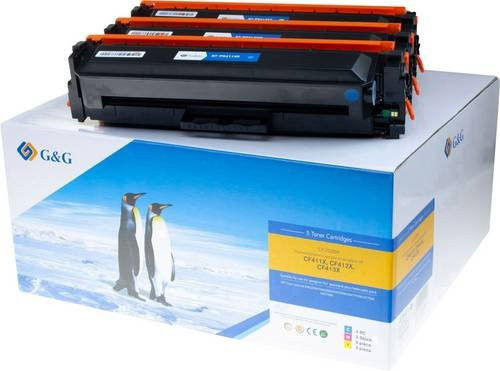 G&G Toner Kombi-Pack kompatibel mit HP 410X, CF411X, CF412X, CF413X, CF252XM in Cyan, Magenta und Gelb mit 5000 Seiten Reichweite - Bild 1