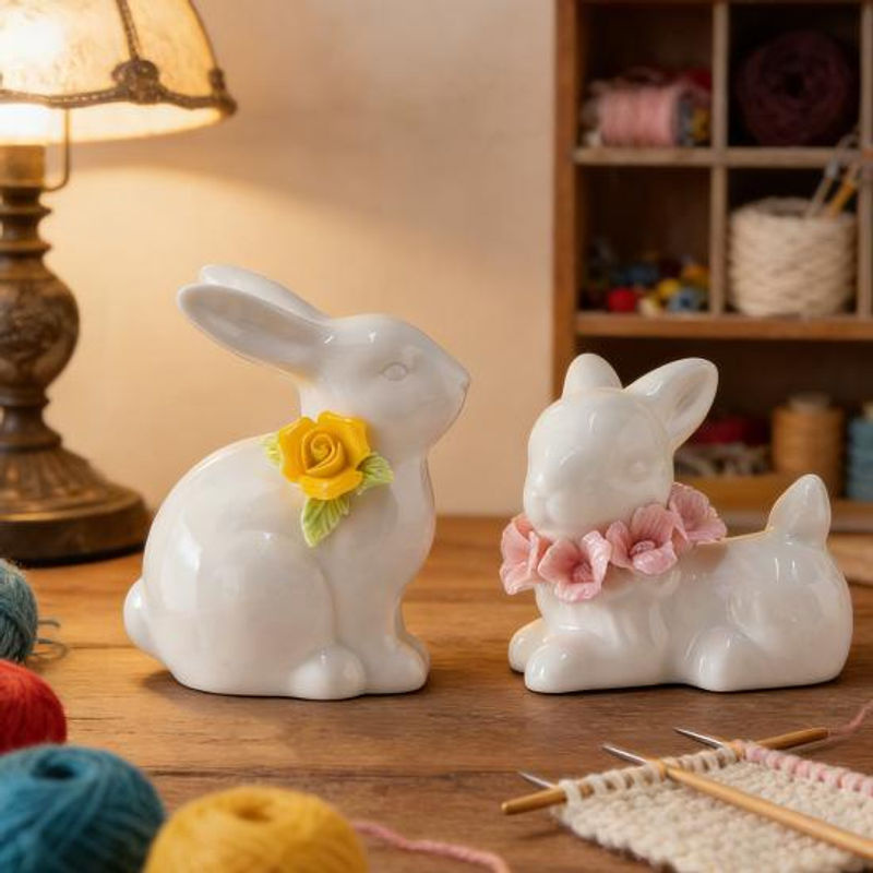 Caihezhi Oster-Keramik-Hase in Weiß als minimalistische Blumenvase und dekorative Osterfigur für Frühling und Hausdekoration - Bild 8