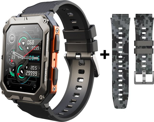 MISIRUN Smartwatch, Schwarz, Kunststoff, Silikon, Unisex - Bild 1