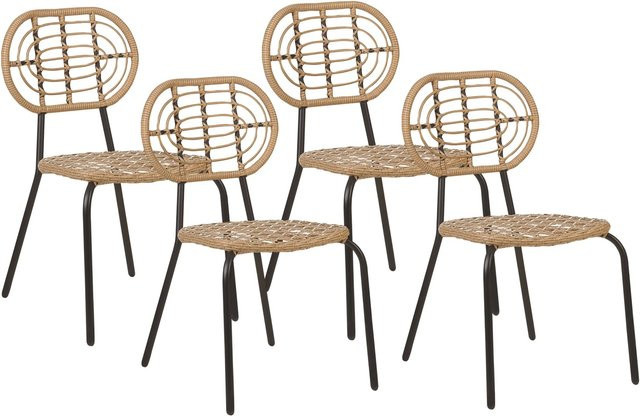Beliani Gartenstuhl aus Polyrattan in Beige und Schwarz, stapelbar - Bild 1