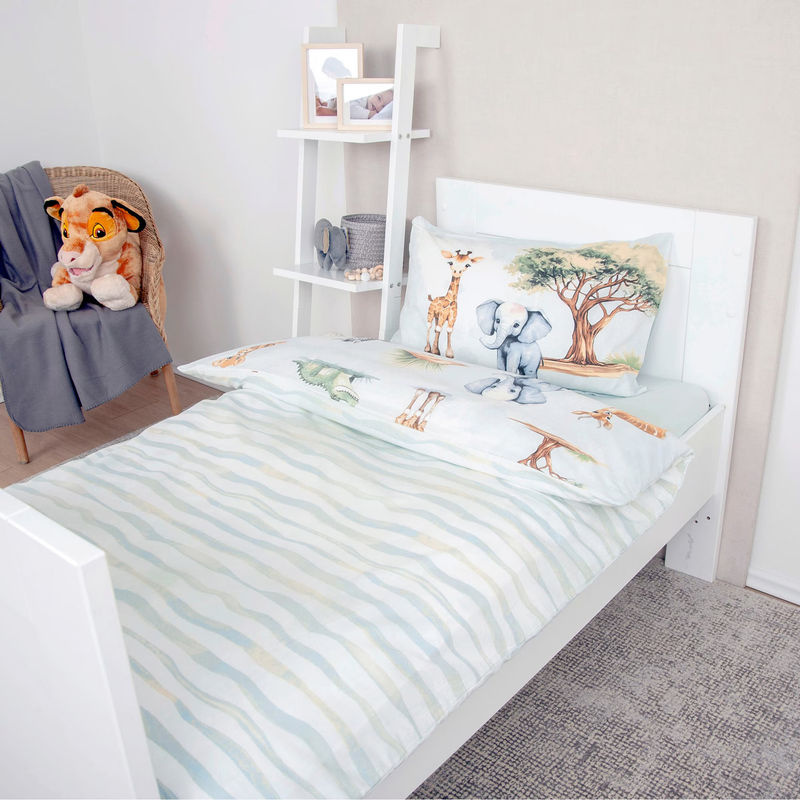 Baby Best Renforcé Wende-Bettwäsche Safari mit Tiermotiven aus Baumwolle, Farbe Mehrfarbig/Grün, Kissenbezug B/H: 40 x 60 cm, Bettbezug B/H: 100 x 135 cm - Bild 2