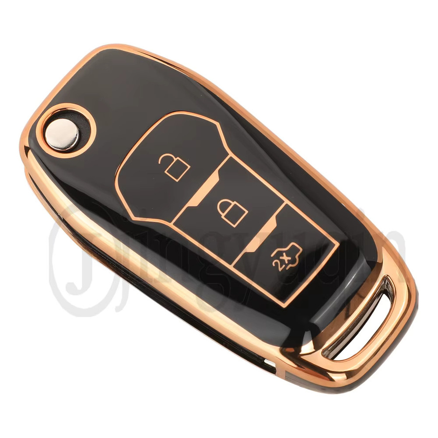 Jingyuqin TPU Fernbedienungsschlüsselgehäuse mit 3 Tasten für Ford Figo, Mondeo, Ecosport, Puma, Fiesta Mk8, Everest und Ranger in Weiß - Bild 3