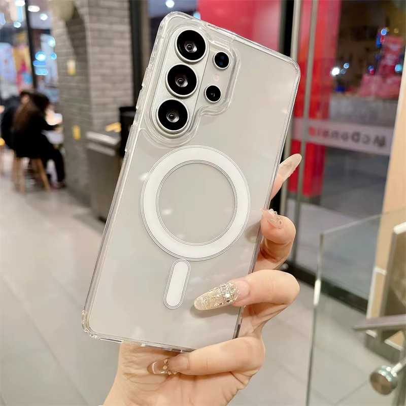 MagSafe Magnetische Silikonhülle für Samsung Galaxy S26 Ultra Plus, S25 Edge, S24 FE, S23 und S22, Transparent, Stoßfest - Bild 2