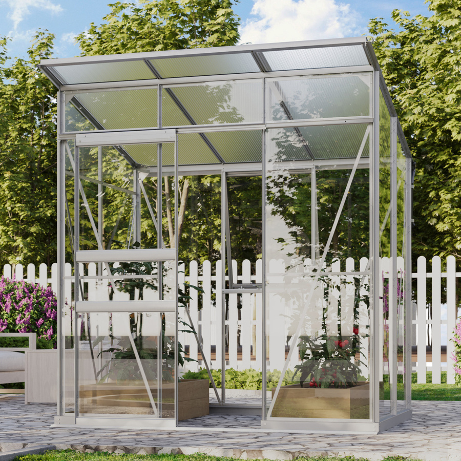 Vitavia Gewächshaus Fokus 3250 mit Stahlfundamentrahmen und Schiebetür, Aluminium eloxiert, 2,5 m² - Bild 3