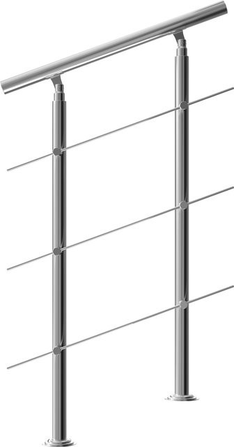 Monzana Treppengeländer aus Edelstahl in Silber mit 3 Streben, Höhe: 107,5 cm - Bild 1
